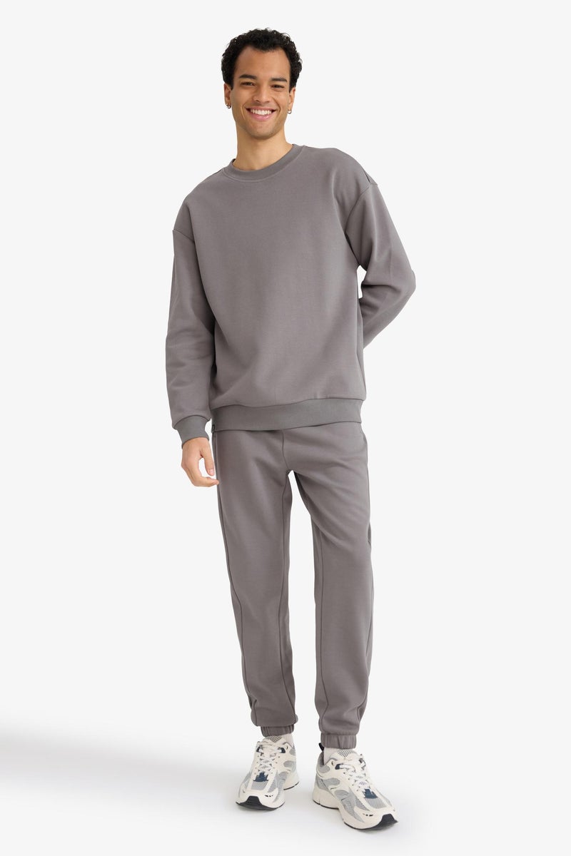 DeFacto Grey Man Slim Fit Zippered Pocket Pique Sweatpants Casual - Image 1